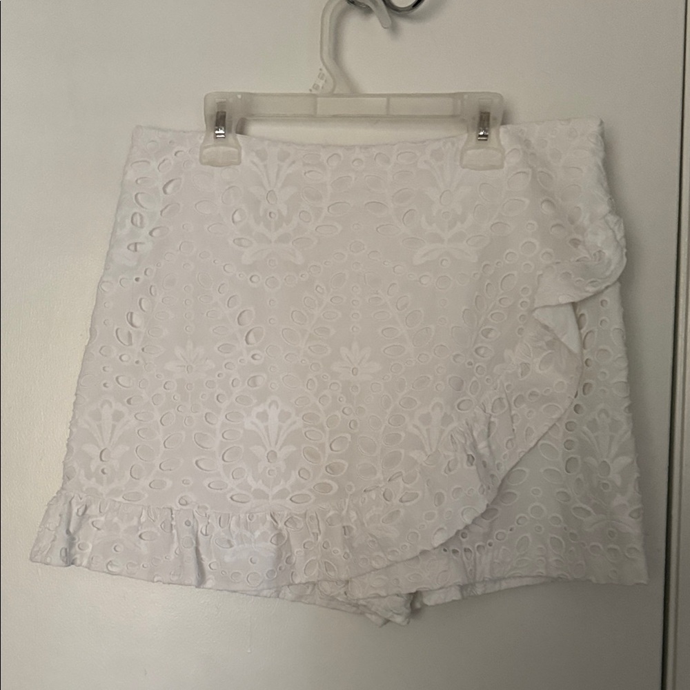 Lilly Pulitzer White Eyelet Ruffle Mini Skirt